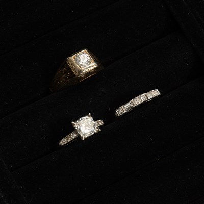 Lot 169 - Group of 14KT Yellow and White Gold, Platinum and Diamond Rings