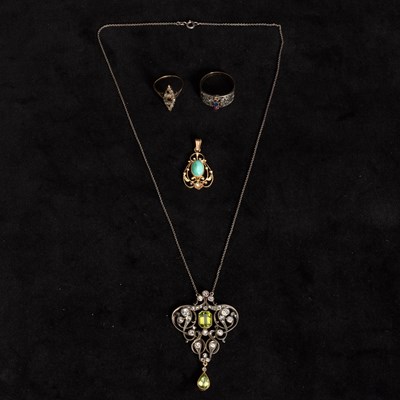 Lot 285 - Group of Antique Gold, Silver, Platinum and Gem-Set Jewelry and Fragments