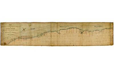 Lot 174 - Large folding map projecting the Hudson River shoreline