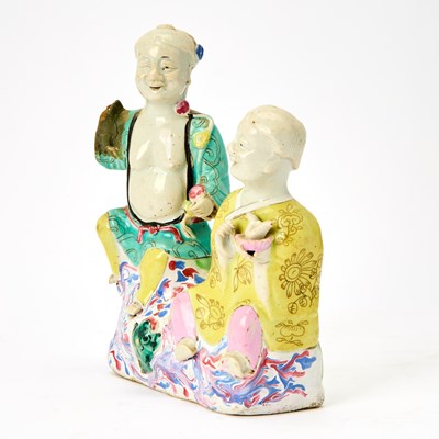 Lot 108 - Chinese Enameled Porcelain Figure of Hehe Erxian