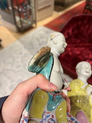 Lot 108 - Chinese Enameled Porcelain Figure of Hehe Erxian