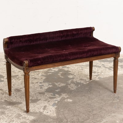 Lot 175 - Louis XVI Style Mahogany Velvet Upholstered Bench