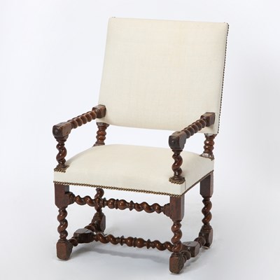 Lot 296 - William and Mary Spiral Turned Walnut Upholstered Armchair