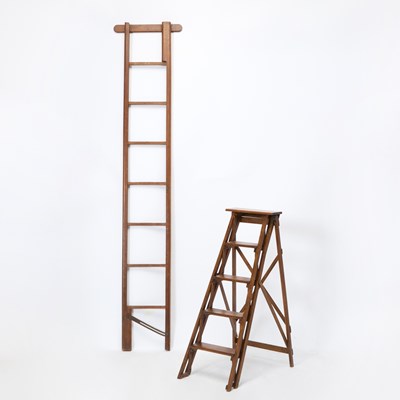 Lot 280 - Two Wood Library Ladders