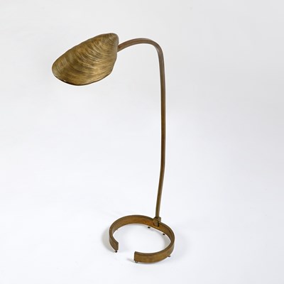 Lot 237 - Brass Floor Lamp with Seashell Shaped Light Shade