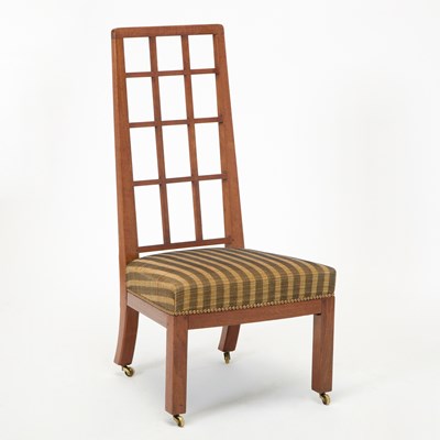 Lot 288 - English Arts and Crafts Walnut Trellis Back Side Chair