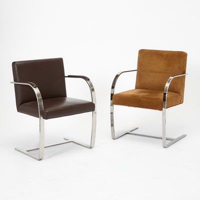 Lot 234 - Two Ludwig Mies Van Der Rohe "Brno" Steel and Leather Upholstered Armchairs by Knoll
