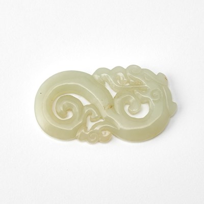 Lot 397 - A Chinese Celadon Jade 'Dragon' Pendant