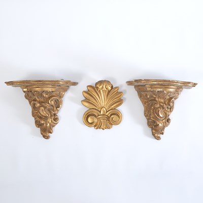 Lot 259 - Pair of Louis XV Style Giltwood Wall Brackets