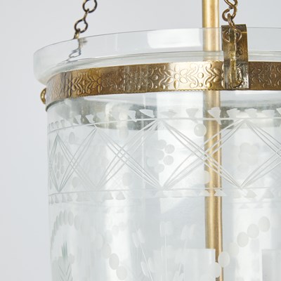 Lot 184 - Pair of Etched Glass Hall Lanterns