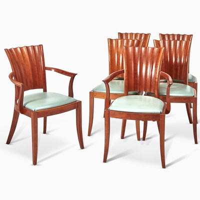 Lot 423 - Set of Six Thomas Moser Upholstered Cherry “Aria” Dining Chairs