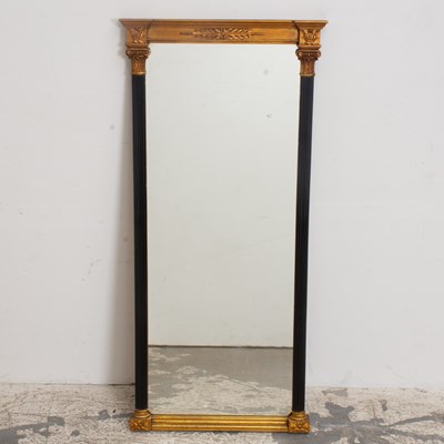 Lot 229 - Neoclassical Style Gilt and Black Painted Mirror