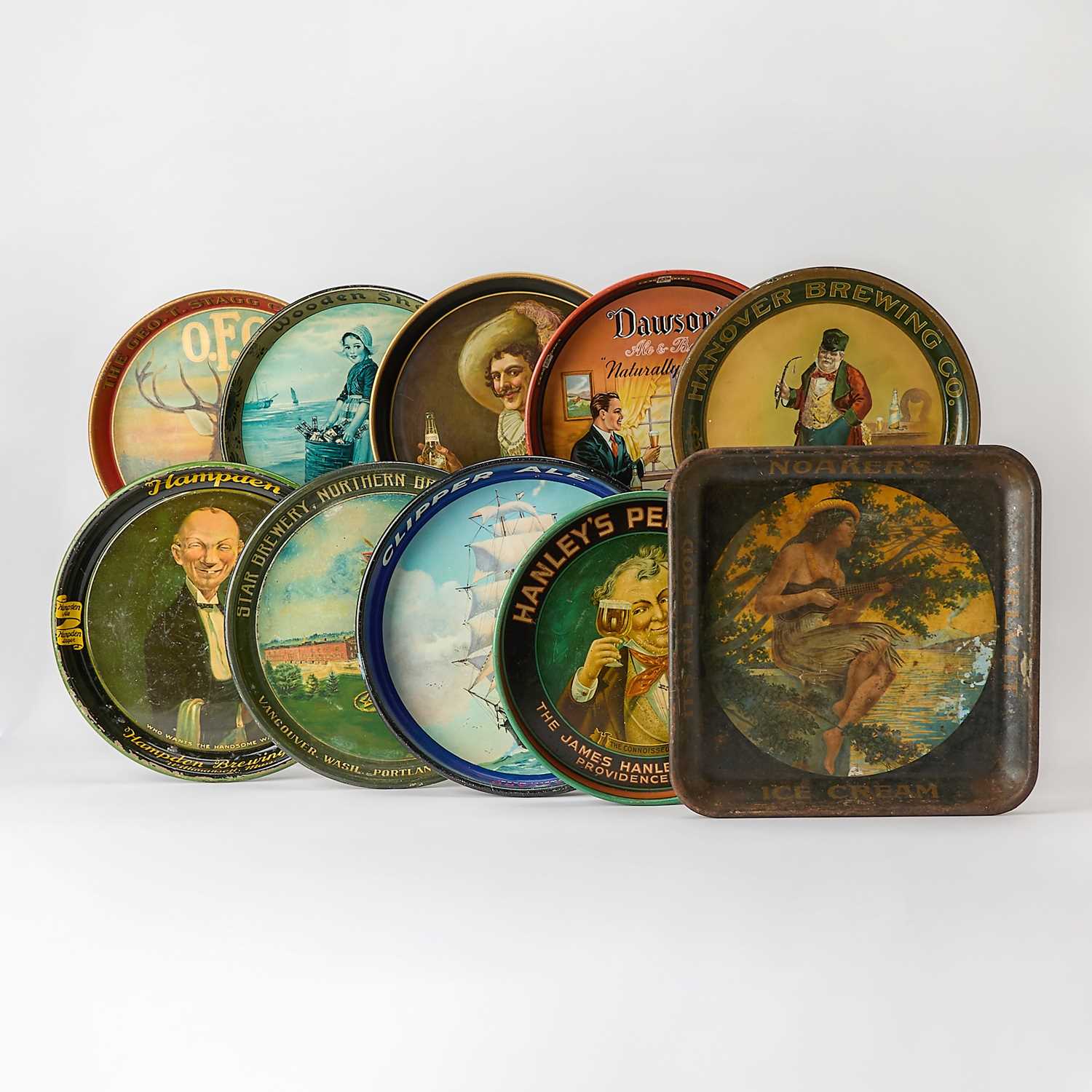 Lot 186 - A Collection of Ten American Lithographed Tin Collector's Trays