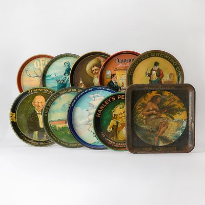 Lot 186 - A Collection of Ten American Lithographed Tin Collector's Trays