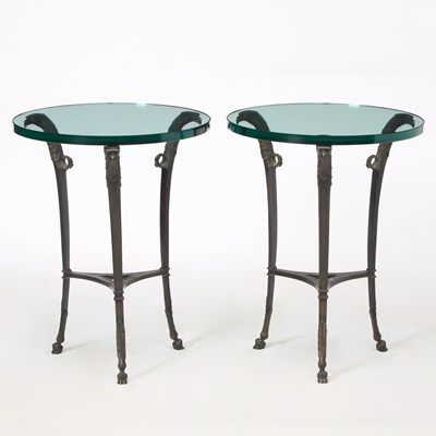 Lot 299 - Pair of Bronze and Glass Top Side Tables