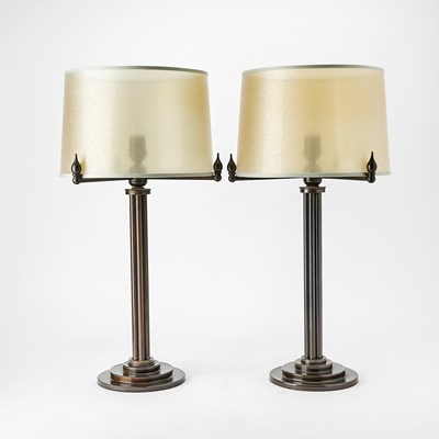 Lot 298 - Pair of Patinated Bronze Table Lamps