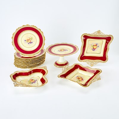 Lot 168 - English Gilt and Hand-Painted Porcelain Dessert Service