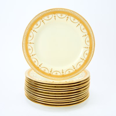 Lot 159 - Set of Twelve Royal Doulton Gilt-Decorated Porcelain Dinner Plates