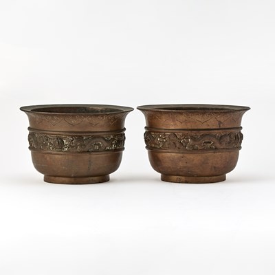 Lot 106 - Pair of Chinese Bronze Cachepots