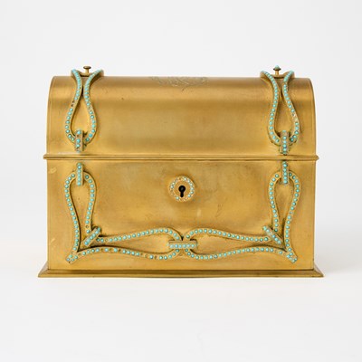 Lot 293 - Gilt-Bronze and Turquoise 'Jeweled' Casket