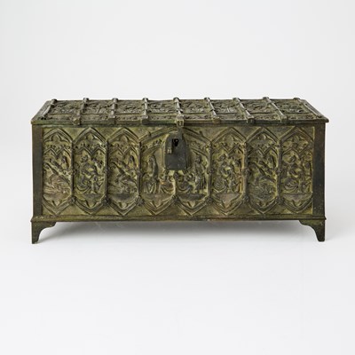 Lot 274 - Alfred Dunhill of London Renaissance Style Dark Green Patinated Bronze Footed Humidor