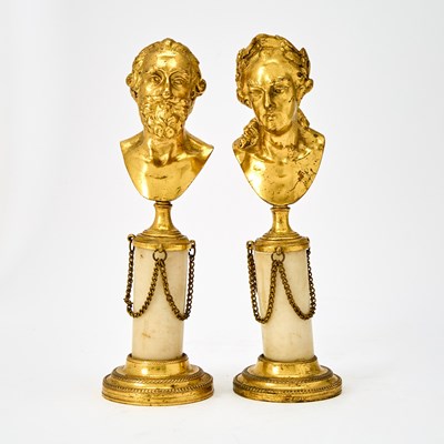 Lot 288 - Pair of French Gilt-Bronze and Marble Busts of Henri IV and Louis XV