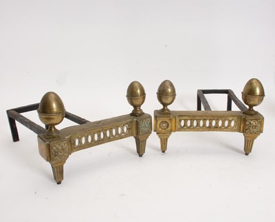 Lot 247 - Pair of Louis XVI Style Brass Andirons