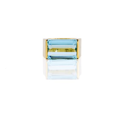 Lot 1002 - Boris LeBeau Gold and Aquamarine Ring