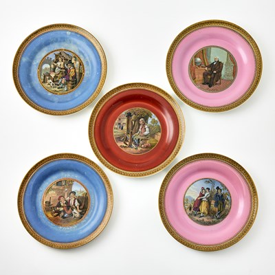 Lot 141 - Five English Transfer Decorated Porcelain Cabinet Plates