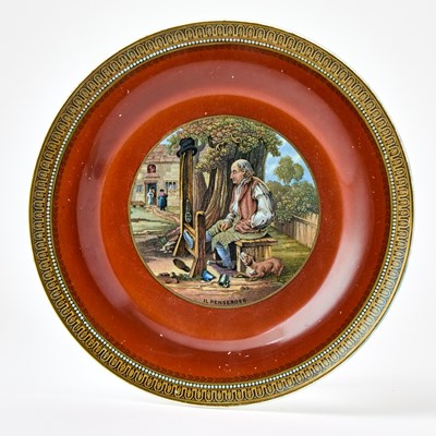 Lot 141 - Five English Transfer Decorated Porcelain Cabinet Plates