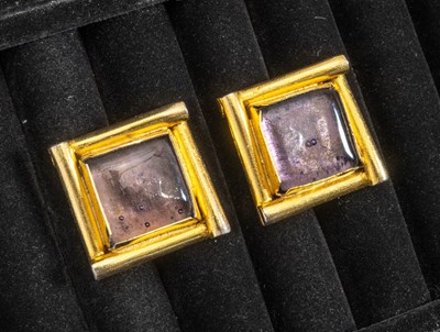 Lot 257 - Pair of Chanel Gilt Metal and Glass Earrings