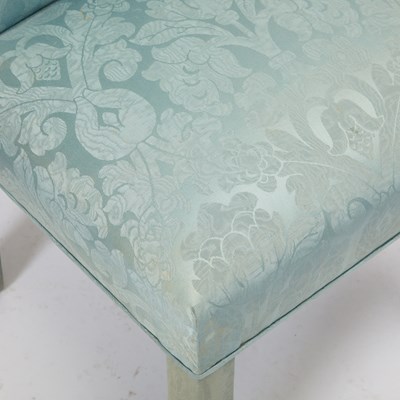 Lot 196 - Set of Eight Blue Silk Damask Upholstered Dining Chairs