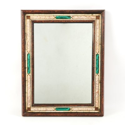 Lot 320 - Italian Malachite, Marble, Brass, Bone and Polychrome Painted Walnut Mirror