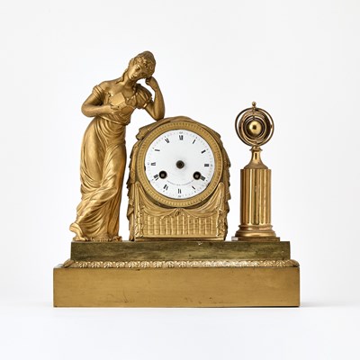 Lot 389 - Empire Style Figural Gilt-Bronze Mantel Clock