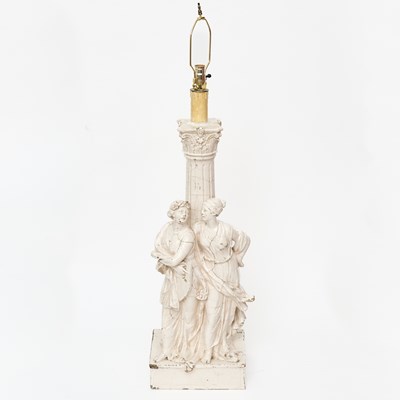 Lot 70 - Italian White Glaze Pottery Mythological Figural Lamp