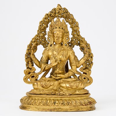 Lot 60 - A Tibetan Gilt Bronze Figure of Bodhisattva Cunda