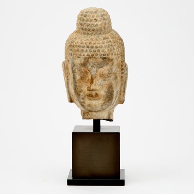 Lot 82 - A Chinese Carved Stone Head of Shakyamuni