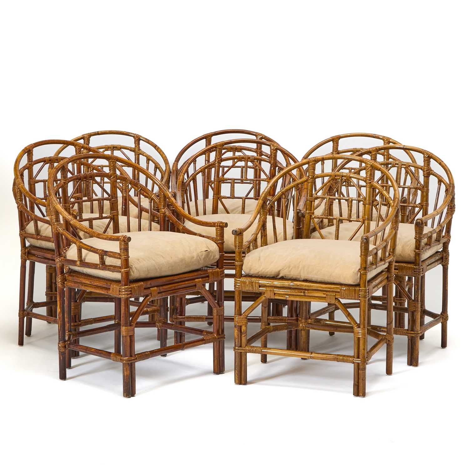 Lot 187 - Set of Eight Chinese Style Rattan Armchairs
