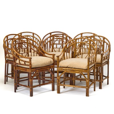 Lot 187 - Set of Eight Chinese Style Rattan Armchairs