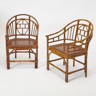 Lot 187 - Set of Eight Chinese Style Rattan Armchairs