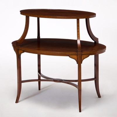 Lot 534 - Regency Style Satinwood Inlaid Two-Tier Oval Table