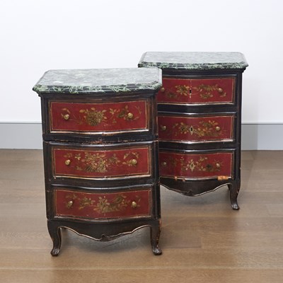 Lot 71 - Pair of Louis XV Style Japanned Bedside Chests