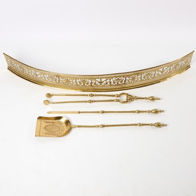 Lot 146 - Set of George III Style Brass Fireplace Equipment