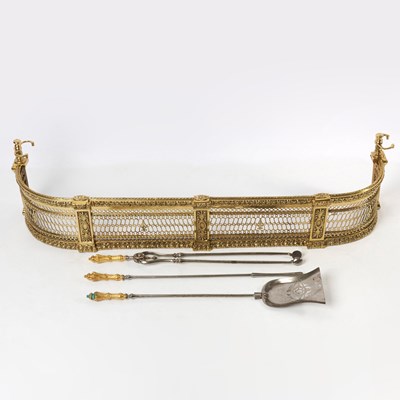 Lot 154 - Group of Brass Fireplace Equipment