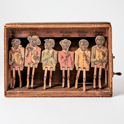 Lot 190 - 1890s crank toy of dancers on stage