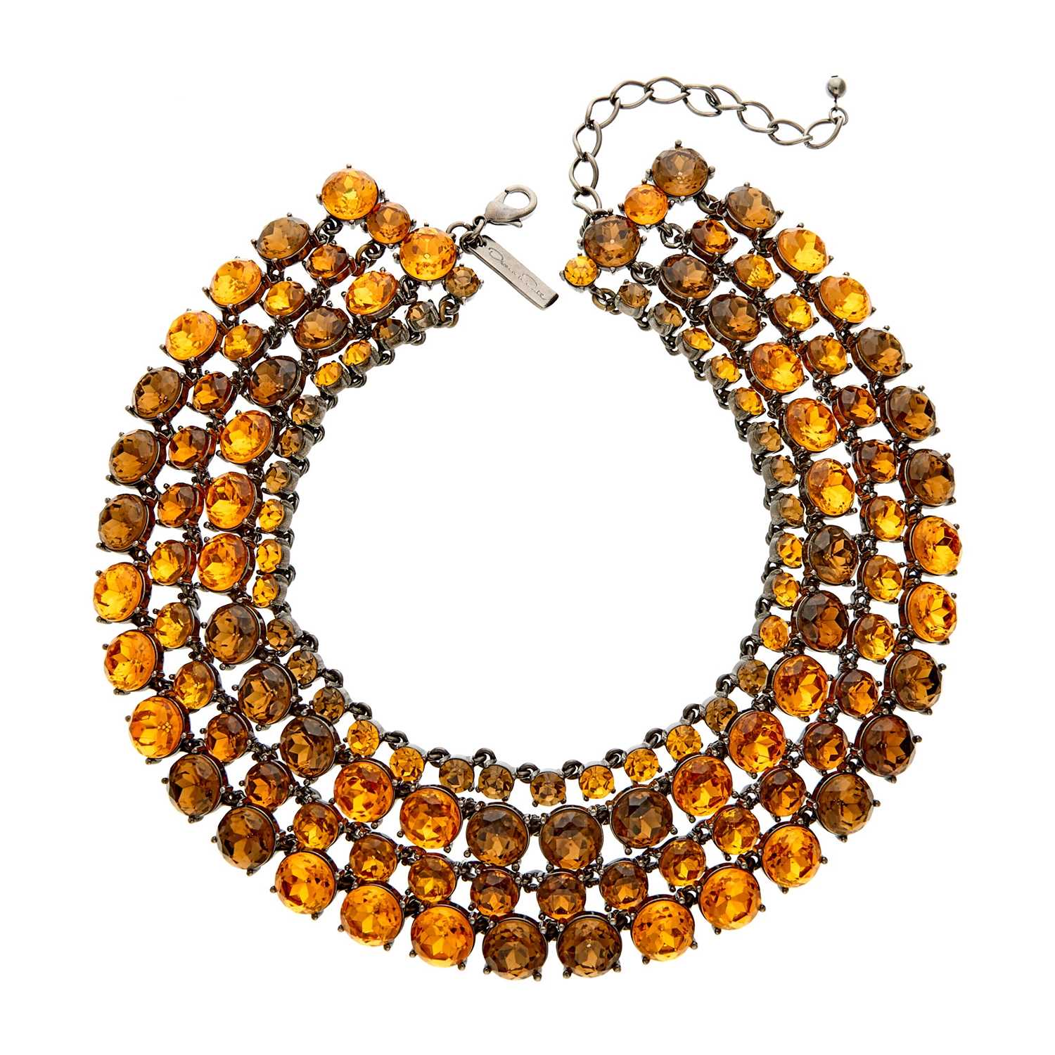 Lot 1234 - Oscar de la Renta Four Strand Blackened Metal and Yellow Stone Necklace