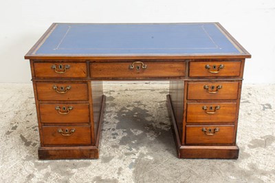 Lot 276 - George III Style Mahogany Leather Top Pedestal Desk