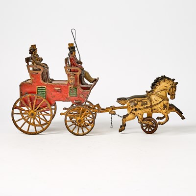 Lot 1206 - Hubley Painted Cast Iron Hackney Horse-drawn Two-seat Brake