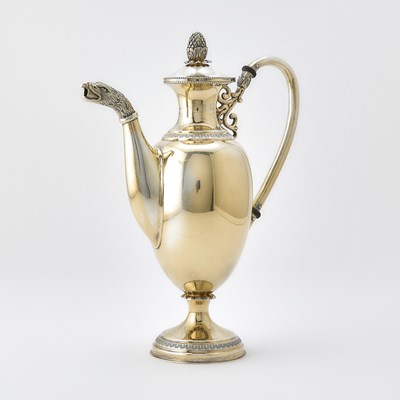 Lot 39 - Continental Empire Style Sterling Silver Gilt Coffee Pot
