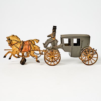 Lot 1227 - Painted Cast Iron Horse-drawn Coach